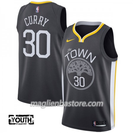 Maglia NBA Golden State Warriors Stephen Curry 30 Nike 2017-18 Nero Swingman - Bambino
